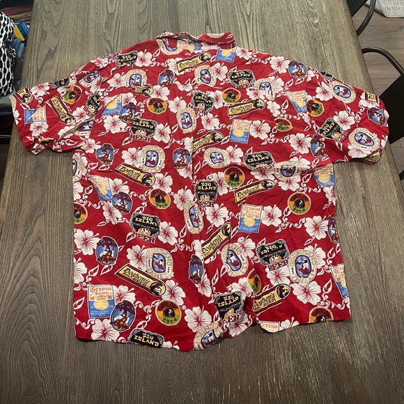 Big Dogs Shirt Button Up Hawaiian Dog Beer Tropical Floral Print Red Size 3X - Picture 4 of 4
